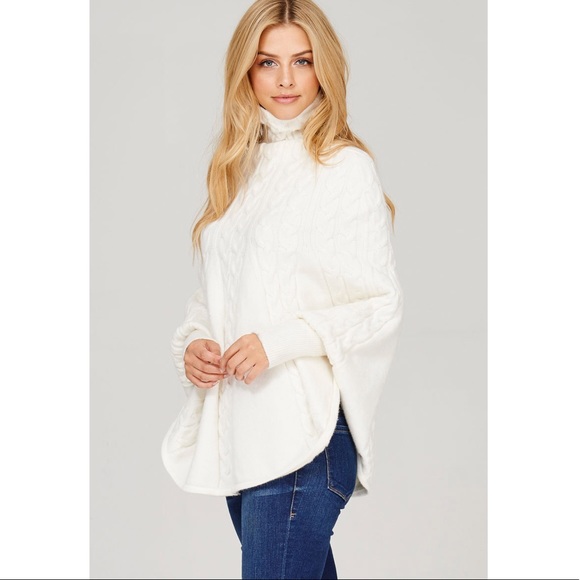 Ivory Knit Cape Poncho - Picture 4 of 8
